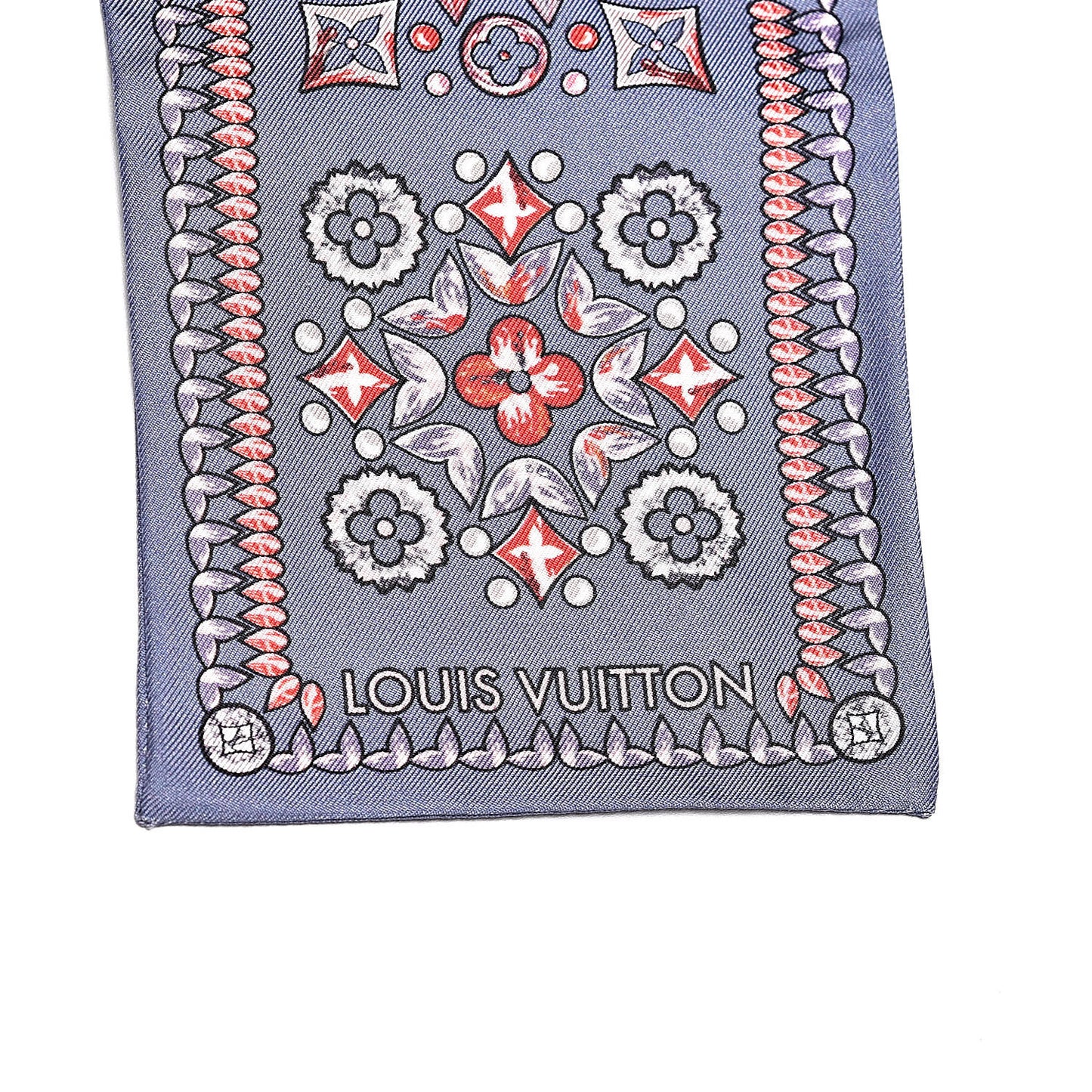 Silk Monogram Giant Lvrtual Flowers Bandeau Denim