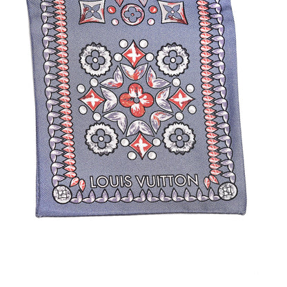 Louis Vuitton Silk Monogram Giant Lvrtual Flowers Bandeau Denim 3 of 4