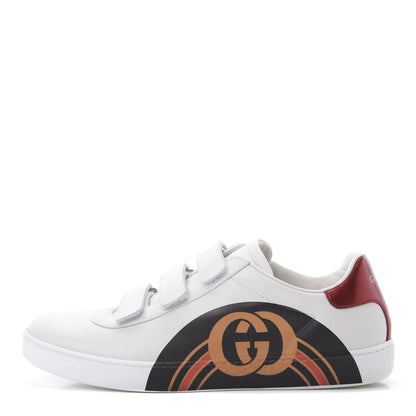 Gucci Miro Soft Calfskin Interlocking G Womens New Ace Sneakers 37.5 White Red Flame Green 1 of 9