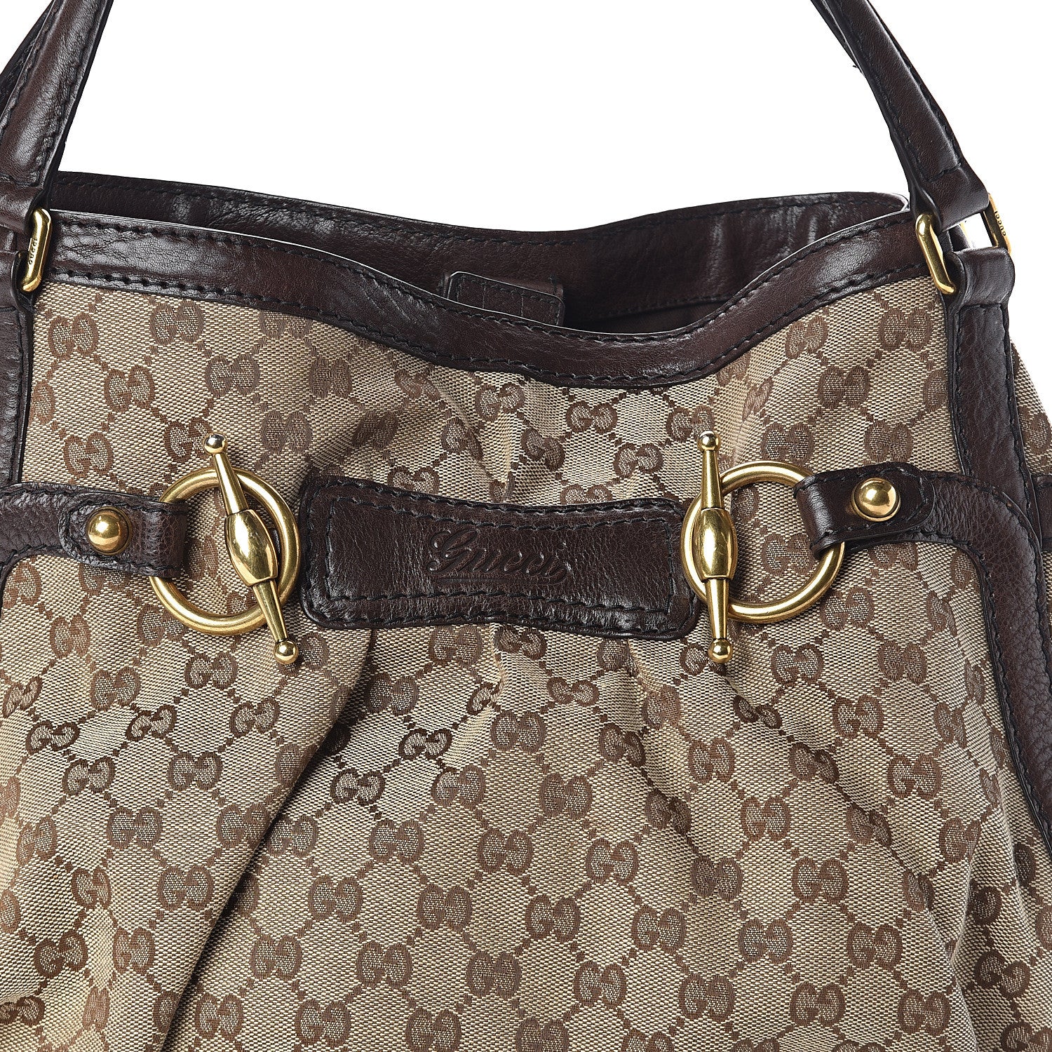 Gucci Monogram Medium Jockey Tote Dark Brown 6 of 8