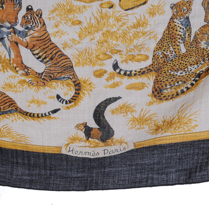 Hermes Cashmere Silk Tendresse Feline Shawl 140 6 of 8