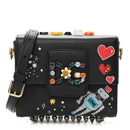 Dolce & Gabbana Crystal Embellished Calfkskin Mini Milennials Robot Satchel Black 1 of 7