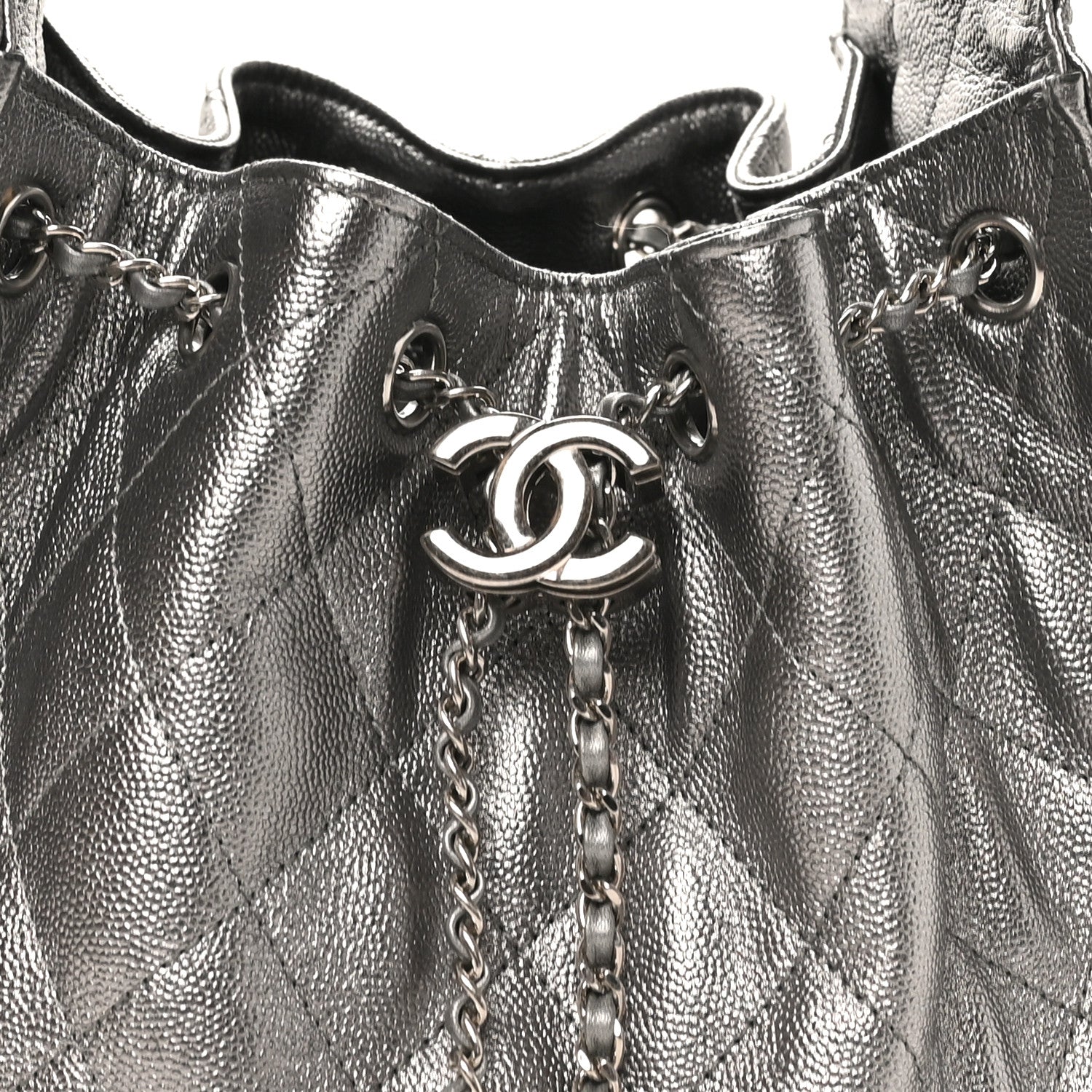 Chanel Metallic Caviar Quilted Small Chanel 25 Handbag Silver 8 of 10