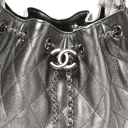 Chanel Metallic Caviar Quilted Small Chanel 25 Handbag Silver 8 of 10