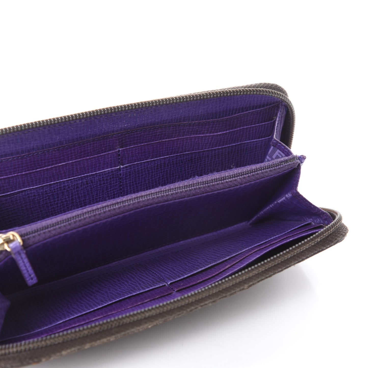 Zucca Spalmati Vitello Elite Zip Around Wallet Tobacco Viola