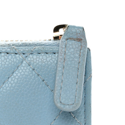 Chanel Caviar Quilted Zipped Key Holder Case Light Blue 15 of 19
