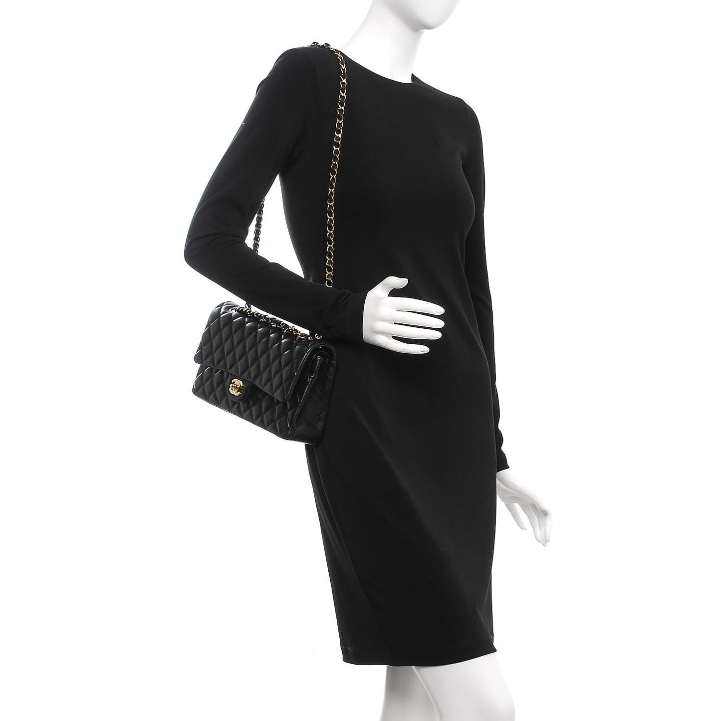 Lambskin Quilted Medium Double Flap Black