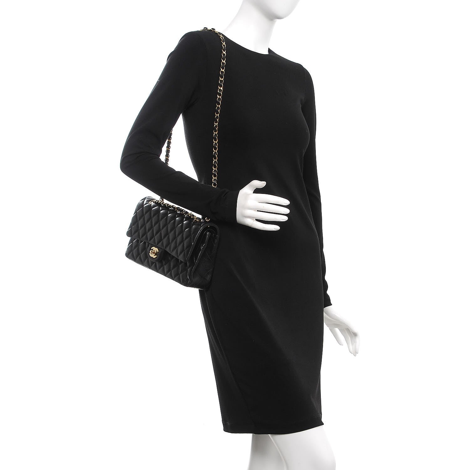 Chanel Lambskin Quilted Medium Double Flap Black 2 of 8