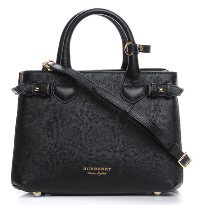 Burberry Derby Calfskin House Check Small Banner Tote Black 1 of 9