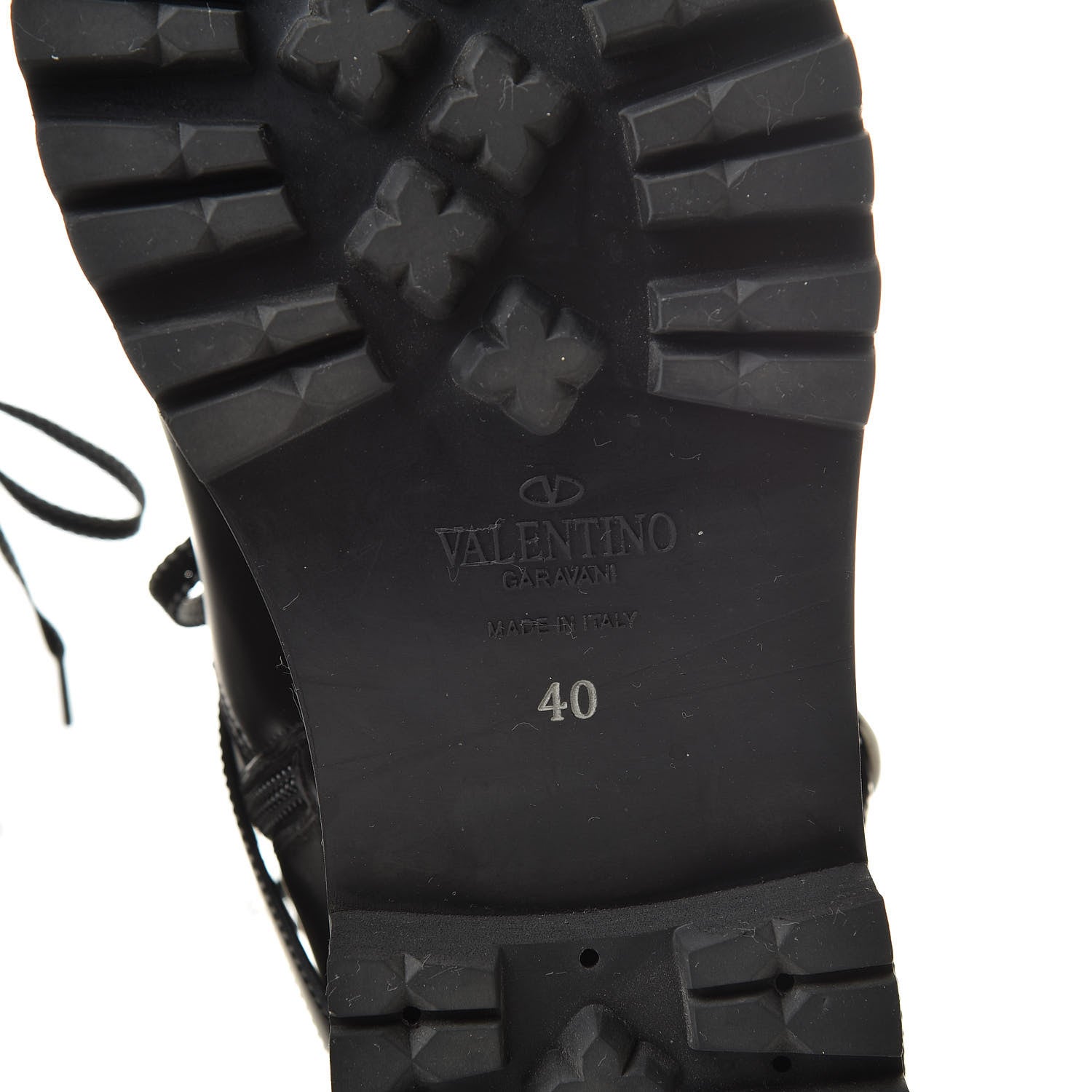 Valentino Garavani Smooth Calfskin Rockstud Buckled 25mm Combat Boots 40 Black 8 of 12