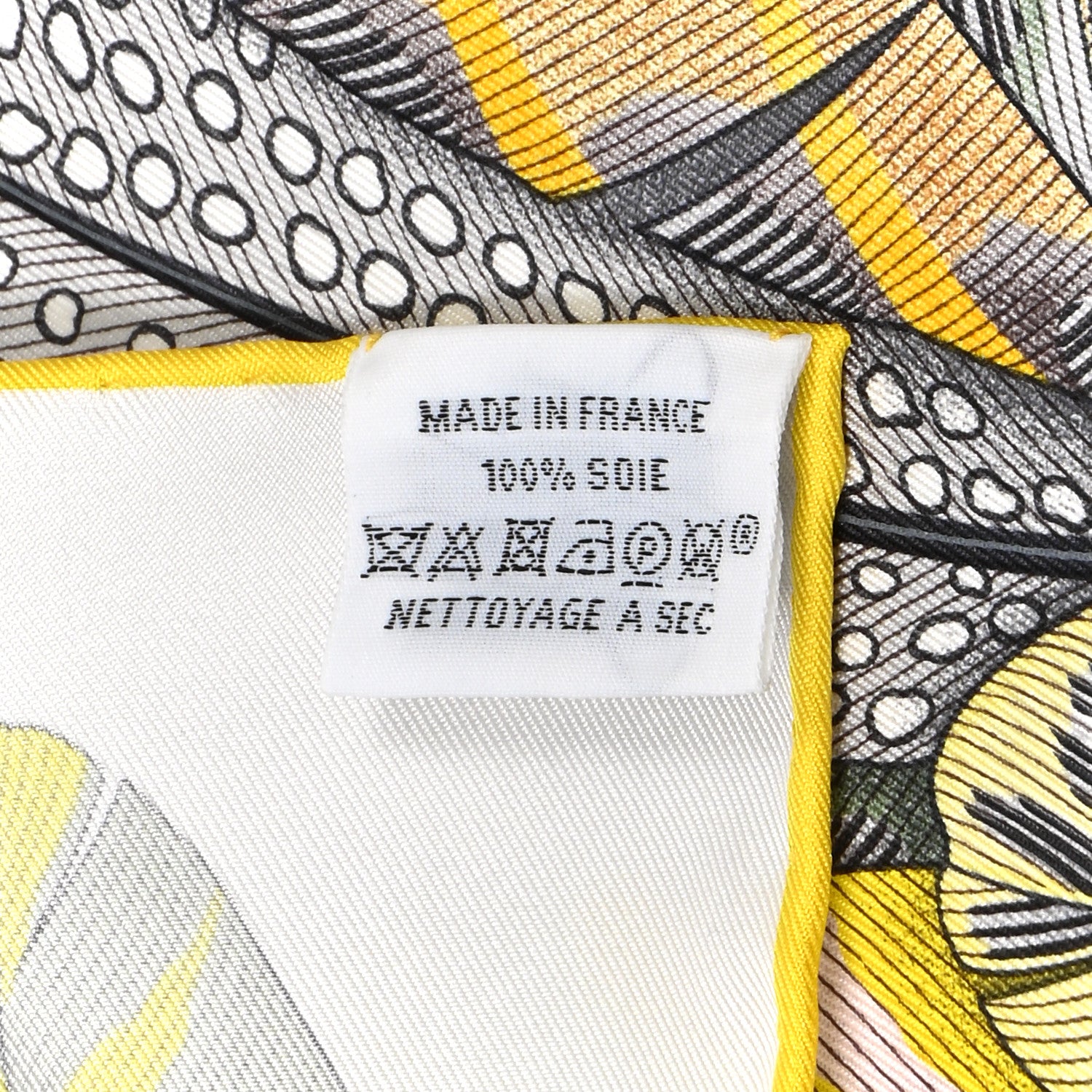 Hermes Silk Plumes En Fete Scarf 90 Blanc Jaune Mauve 4 of 5