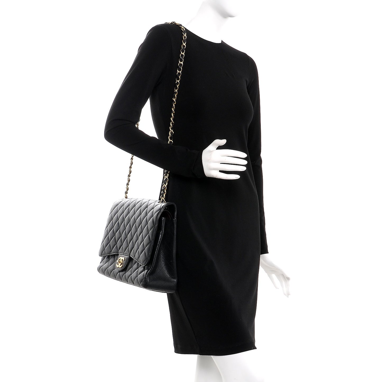 Caviar Quilted Maxi Double Flap Black