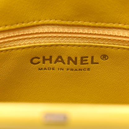 Chanel Lambskin Chevron Quilted Timeless Clutch Yellow 6 of 7