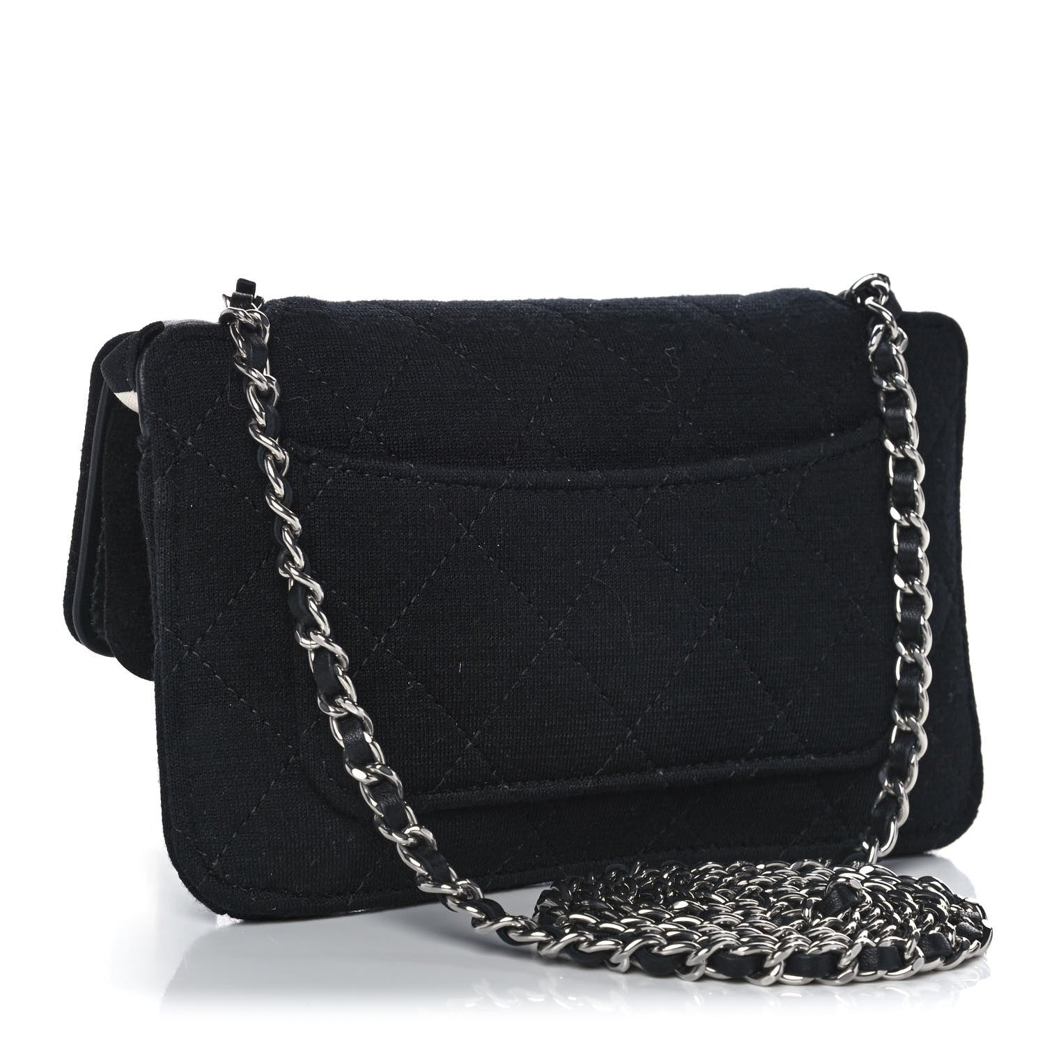 Chanel Jersey Fabric Quilted Foldable Tote With Chain Black Multicolor 20 of 25