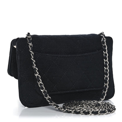 Chanel Jersey Fabric Quilted Foldable Tote With Chain Black Multicolor 20 of 25