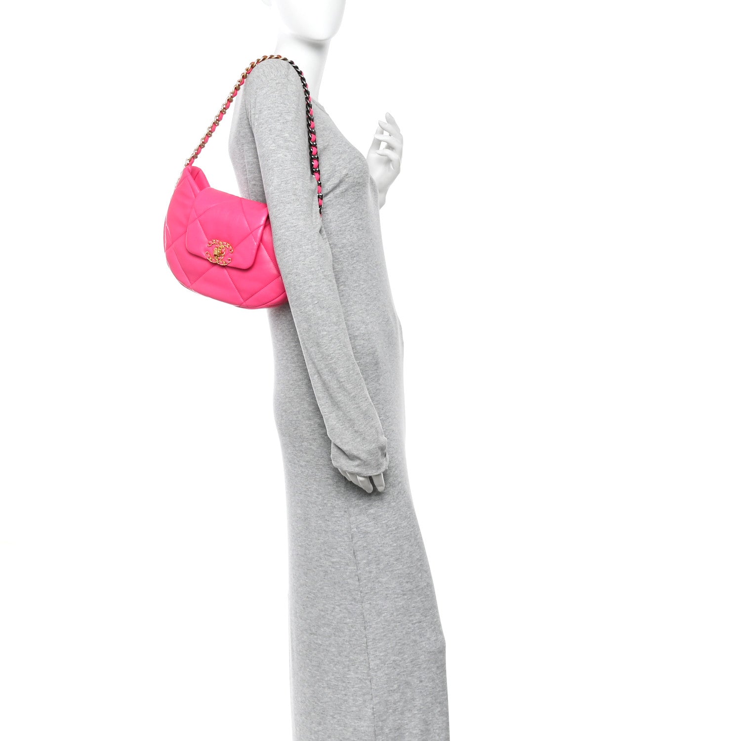 Chanel Lambskin Quilted Chanel 19 Hobo Pink 2 of 10