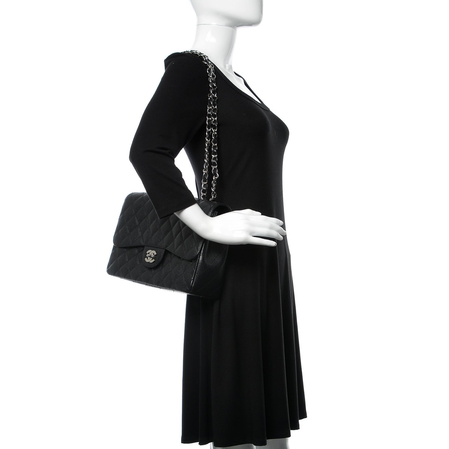 Caviar Quilted Jumbo Single Flap Black