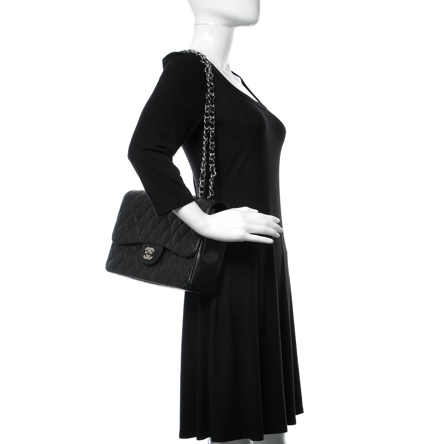 Chanel Caviar Quilted Jumbo Single Flap Black 2 of 16