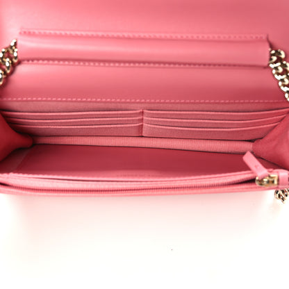 Chanel Caviar Quilted Boy Wallet On Chain WOC Pink 5 of 11