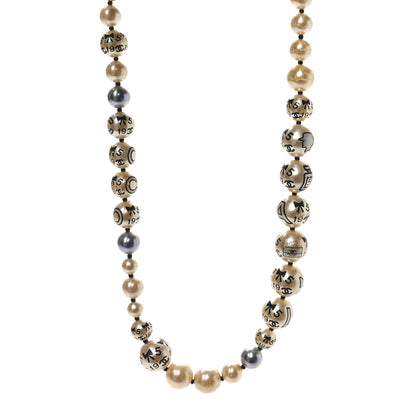Chanel Painted Pearl CC Short Necklace Black Gold 2 of 8
