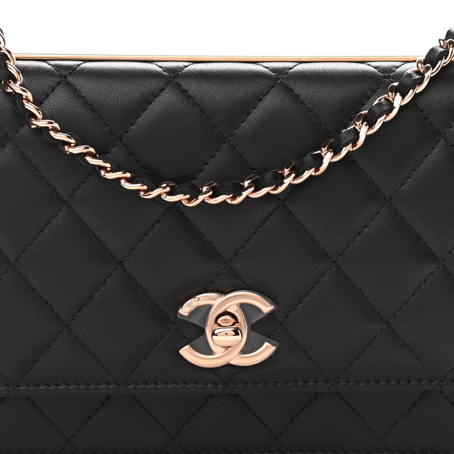Chanel Lambskin Quilted Trendy CC Wallet On Chain WOC Black 8 of 11