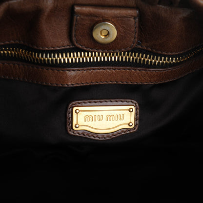 Miu Miu Vitello Lux Gathered Tote Palissandro 6 of 8
