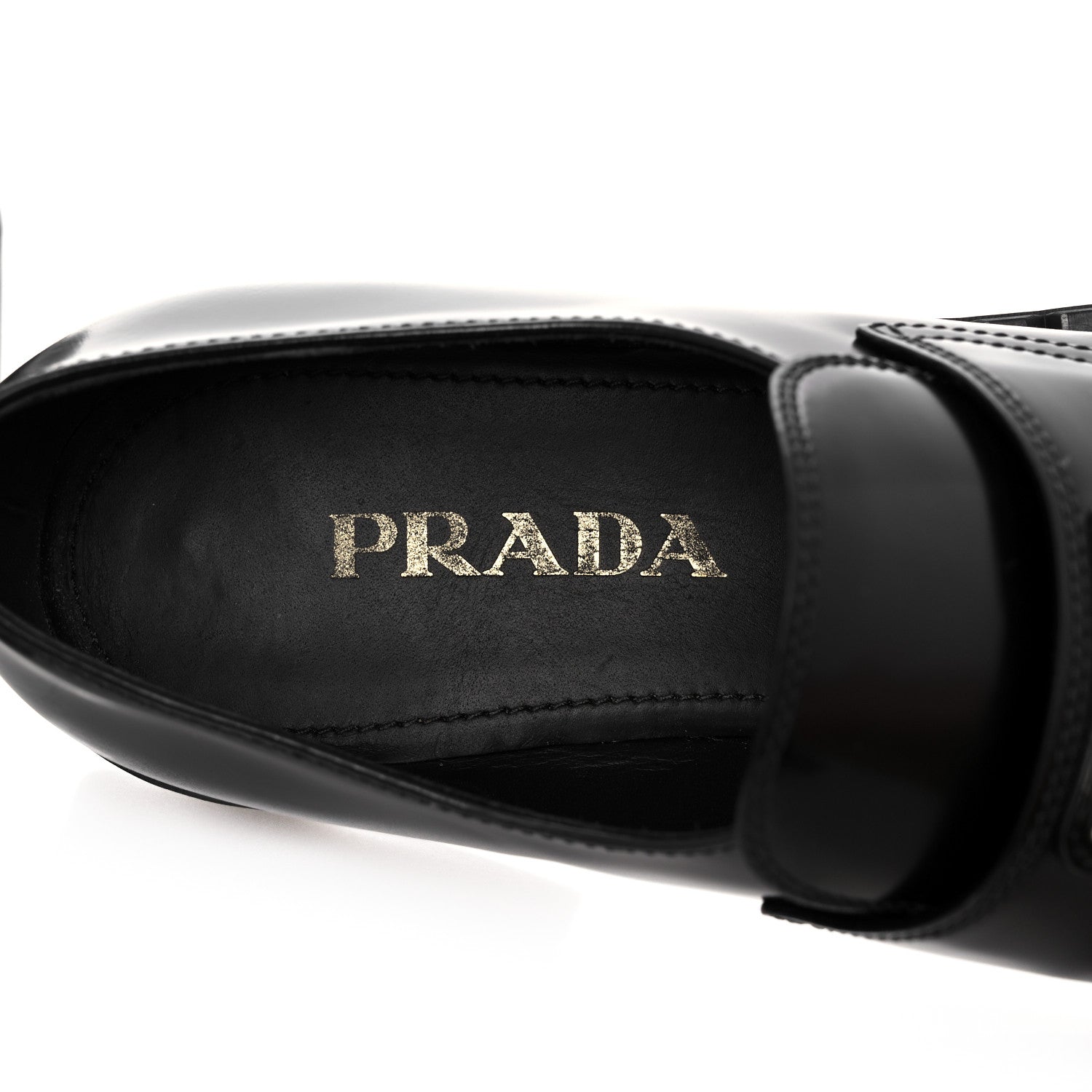 Prada Spazzolato Metal Triangle Logo 50mm Loafers 39 Black 7 of 12