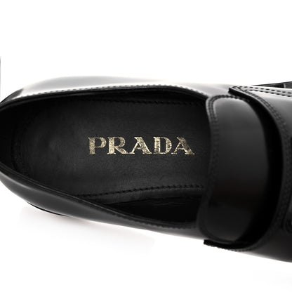 Prada Spazzolato Metal Triangle Logo 50mm Loafers 39 Black 7 of 12