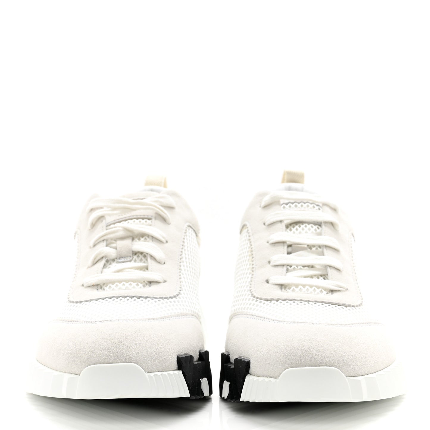 Air Mesh Suede Goatskin Bouncing Sneakers 44 White Black