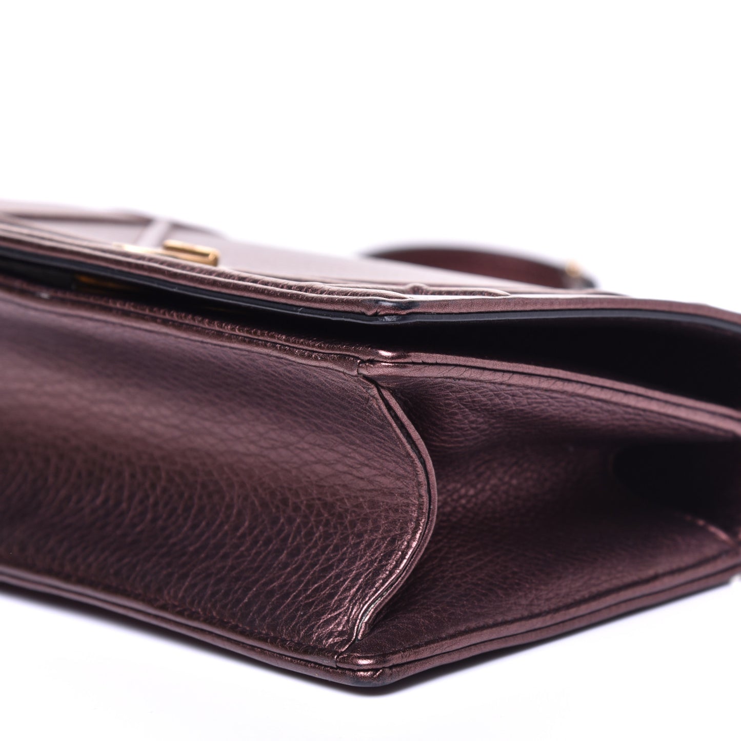 Metallic Grained Calfskin Small Diorama Flap Bag Noisette