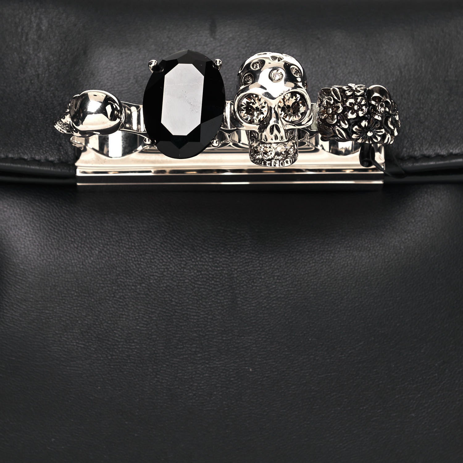 Alexander McQueen Nappa Skull Four Ring Clutch Black 7 of 16