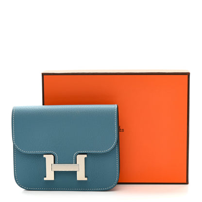 Hermes Evercolor Constance Slim Wallet Blue Jean 9 of 9