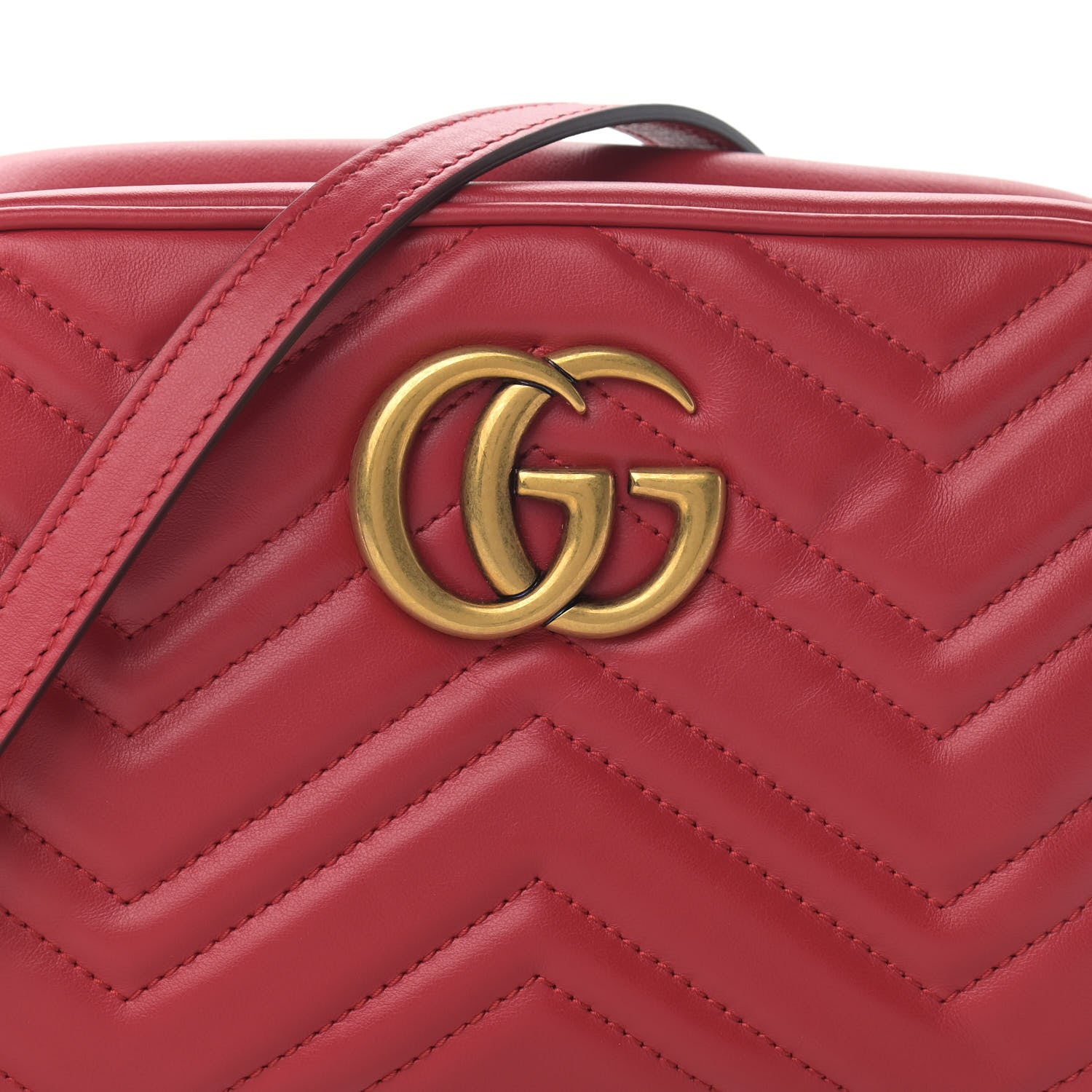 Gucci Calfskin Matelasse Small GG Marmont Chain Shoulder Bag Hibiscus Red 8 of 10