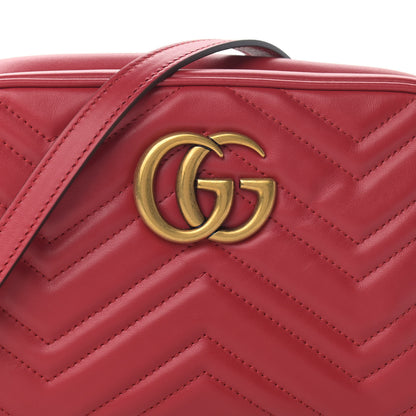 Gucci Calfskin Matelasse Small GG Marmont Chain Shoulder Bag Hibiscus Red 8 of 10