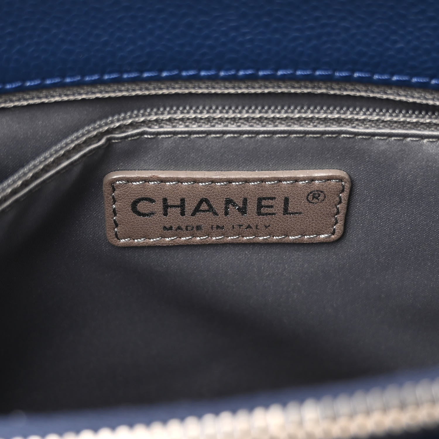 Chanel Caviar Quilted Grand Shopping Tote GST Dark Navy Blue 7 of 13