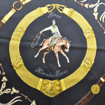 Hermes Silk Pampa Scarf 90 Navy Bleu 3 of 7