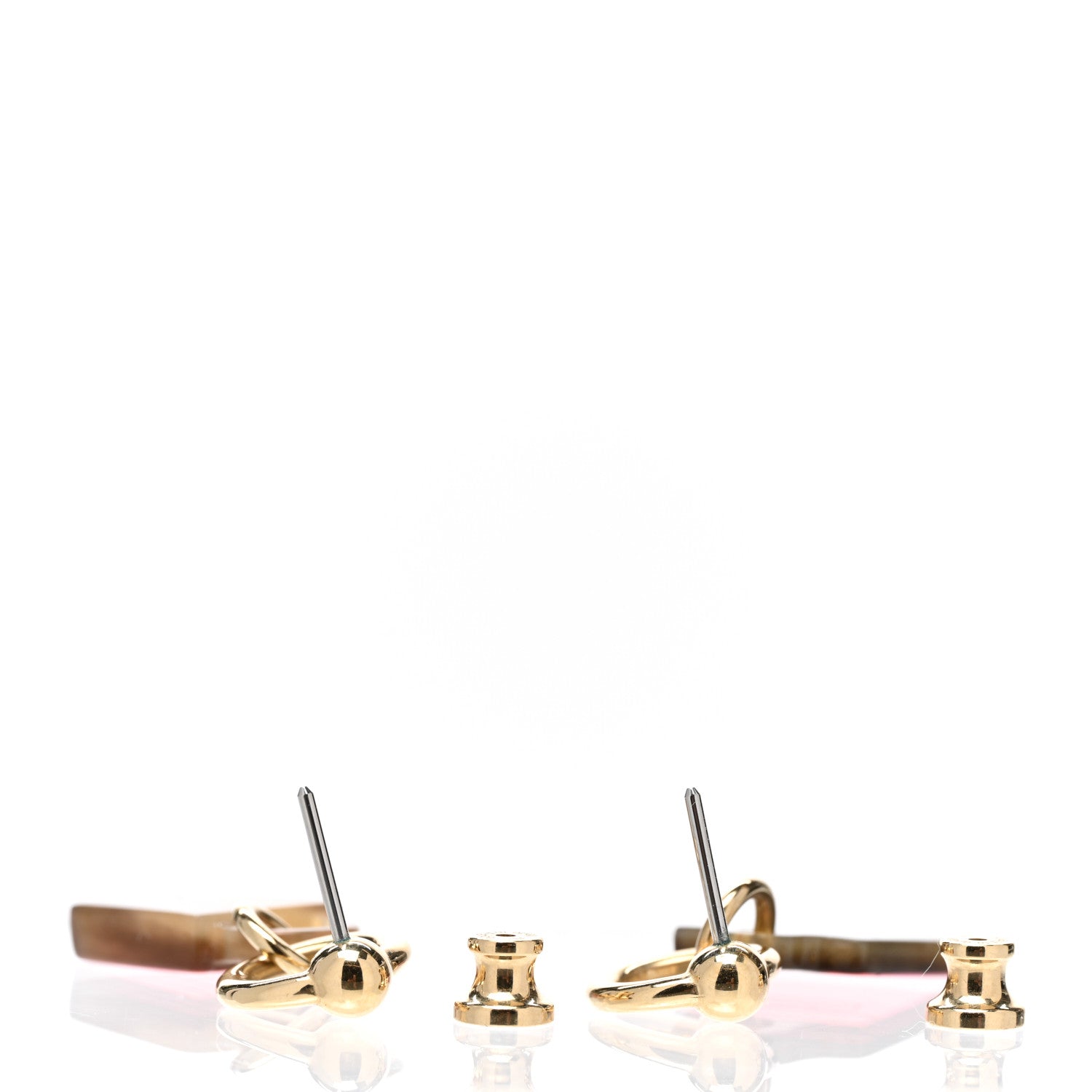 Hermes Permabrass Gold Plated Buffalo Horn Fusion Amulette Maroquinier Earrings Amazone Pop Fusion 3 of 5
