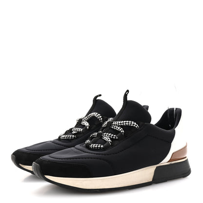 Hermes Technical Canvas Womens Miles Sneakers 38 Black White 4 of 10