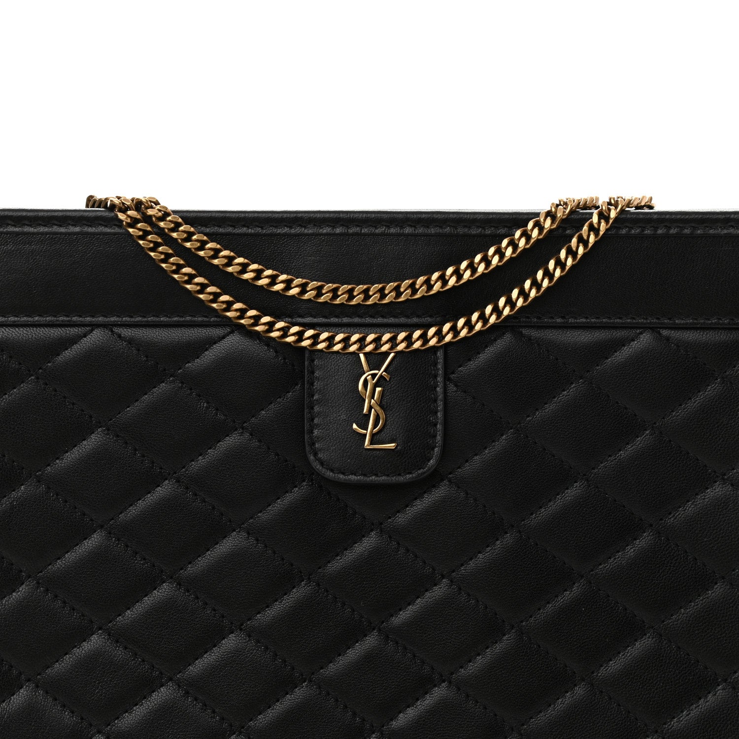 Saint Laurent Lambskin Quilted Monogram Baby Victoire Chain Clutch Bag Black 8 of 10