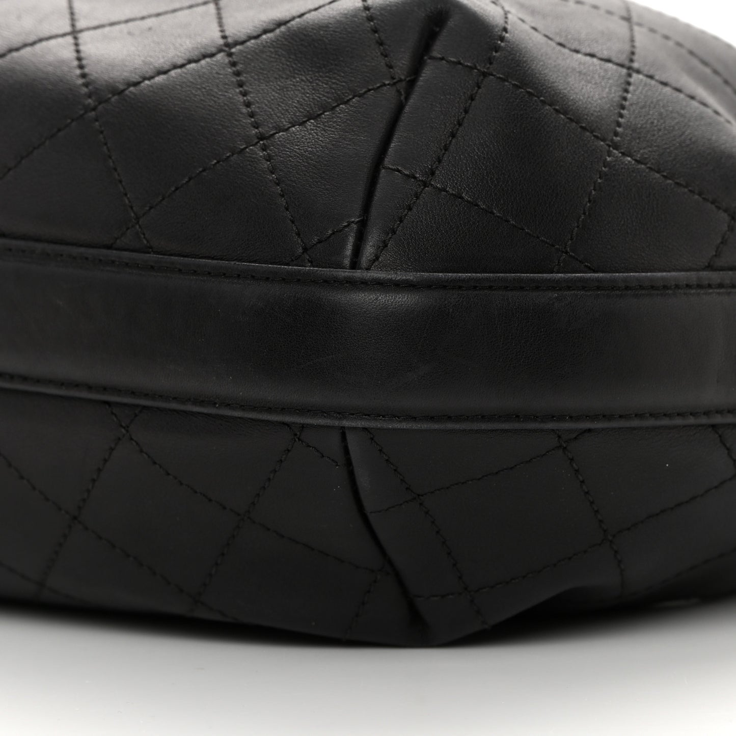 Calfskin Stitched Small Paris Rome Drawstring CC Bag Black