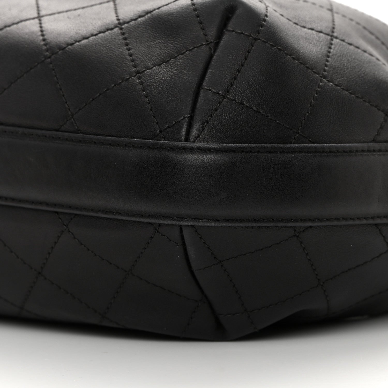 Chanel Calfskin Stitched Small Paris Rome Drawstring CC Bag Black 10 of 19