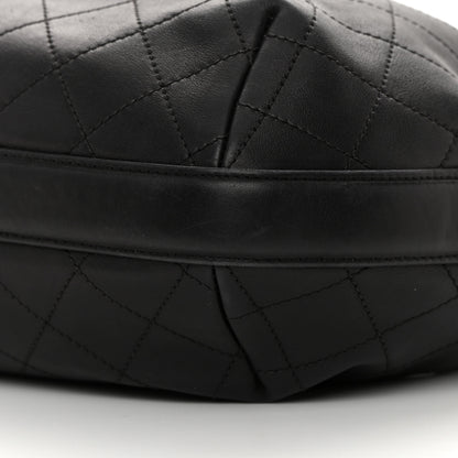 Chanel Calfskin Stitched Small Paris Rome Drawstring CC Bag Black 10 of 19