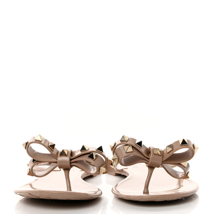 Valentino Garavani PVC Jelly Rockstud Bow Thong Sandals 38 Poudre 2 of 9