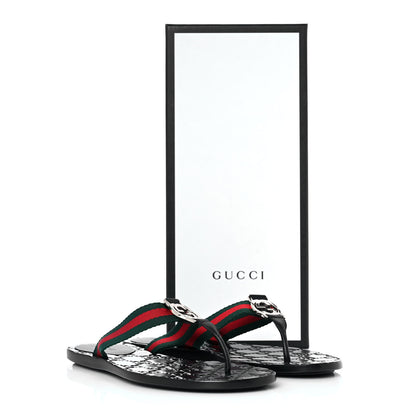 Gucci Nylon Guccissima Web Womens Thong Sandals 35 Green Red Black 8 of 8