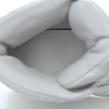 Chanel Calfskin Crocodile Embossed Cocodile High Top Sneakers 36 White 6 of 14