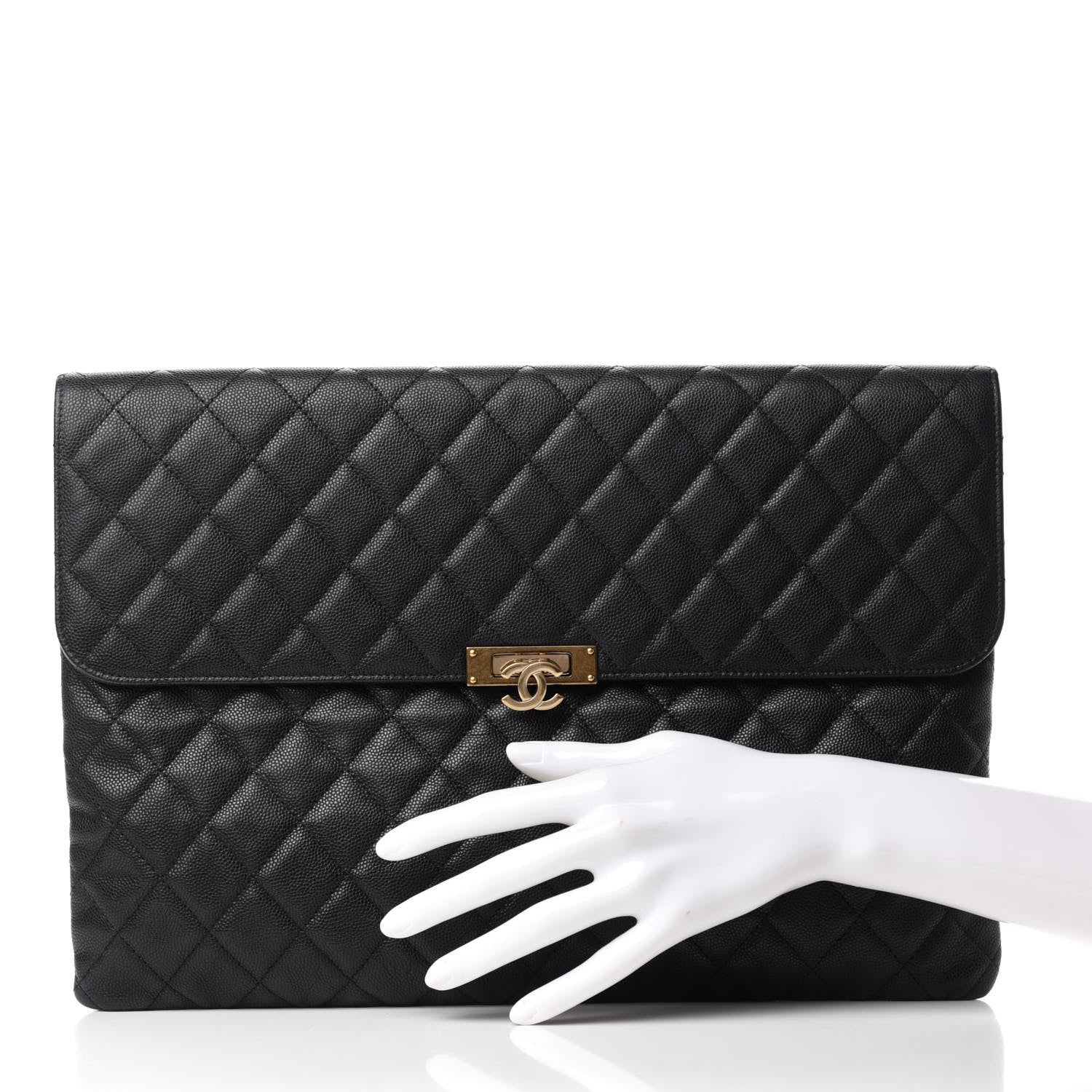 Chanel Caviar Quilted Large Golden Class Pouch Black 2 of 7