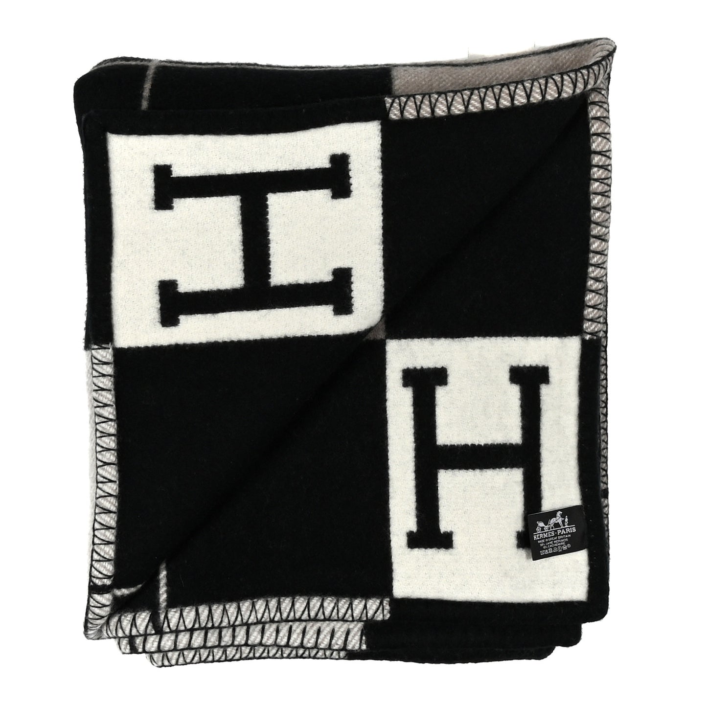 Wool Cashmere Avalon III Blanket Ecru Black