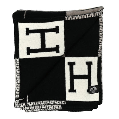 Hermes Wool Cashmere Avalon III Blanket Ecru Black 2 of 4