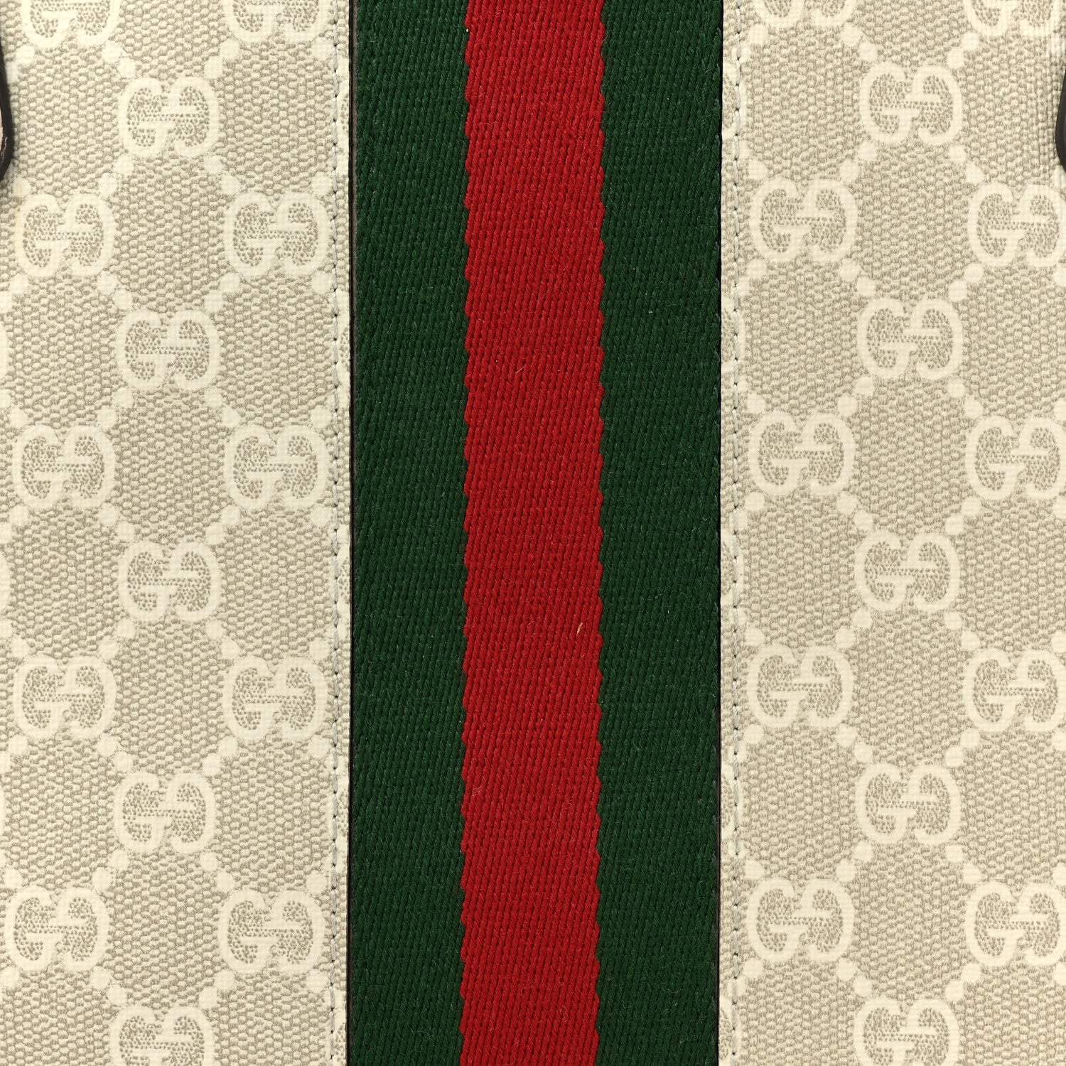 Gucci GG Supreme Monogram Textured Dollar Calfskin Web Medium Ophidia Shopping Tote Beige Mystic White Oatmeal 8 of 17