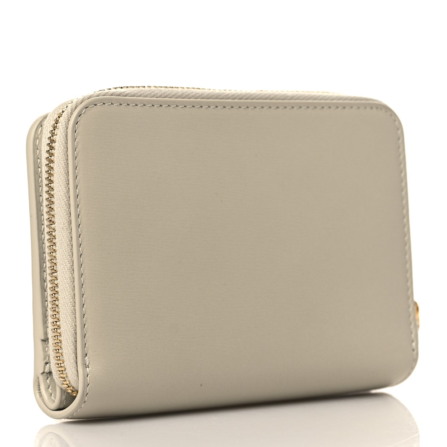 Calfskin Compact Zip Around Wallet Crema Soft